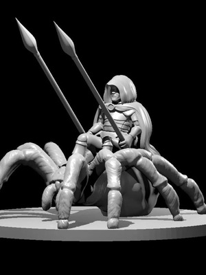Halfling Male Ranger on Giant Spider miniature for D&D made to order