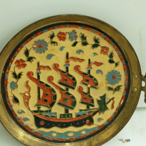 Bronze plate with enamel Cosmosmalt like new