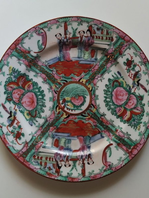 Vintage Rose Medallion plate and bowl used, porcelain