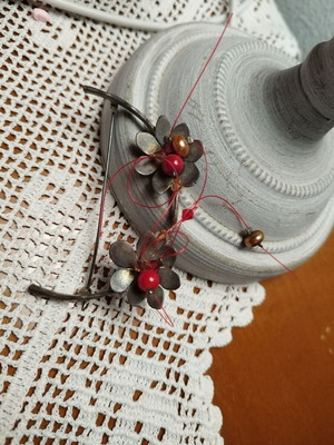 Women's pin used handmade silver and mixed materials