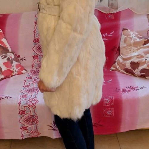 Anel coat made of genuine leather and fur, like new, size S