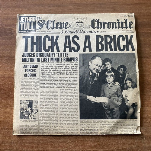 Jethro Tull Thick As A Brick vinyl LP album used, 1st Greek press 1972
