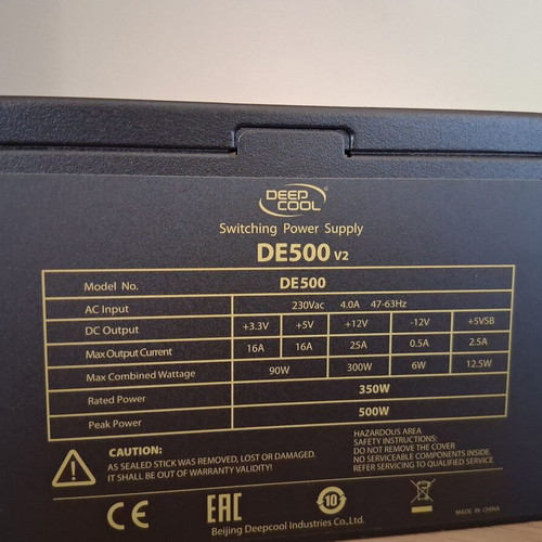 Deep Cool DE500v2 power supply used