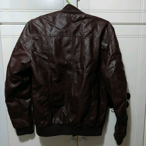 Men's brown faux leather bomber style jacket size M/L like new