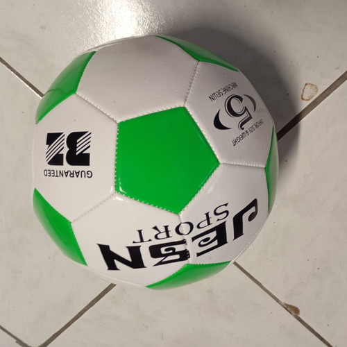 Leather football ball size 5 green white, new