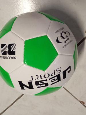 Leather football ball size 5 green white, new