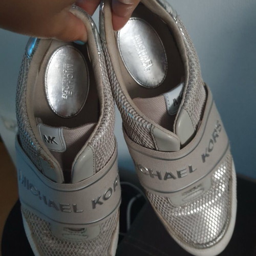 Michael Kors women's silver sports shoes used, size 38