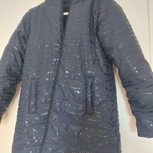 Dpam reversible waterproof jacket for girls, navy blue animal print, size 152 cm