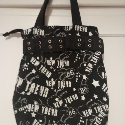 Canvas shoulder bag used, black and white