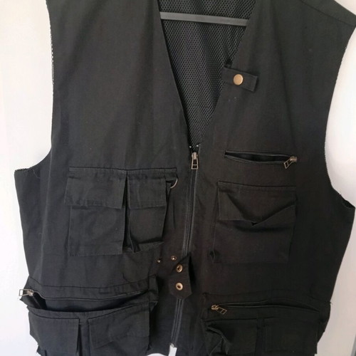 Cargo sleeveless vest used xl black with pockets