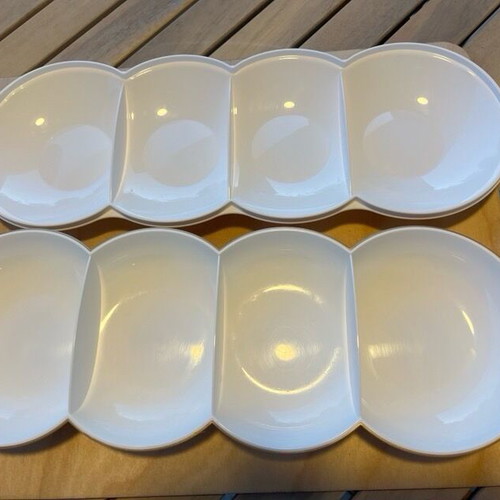 Tupperware Allegra 4-Section Serving Tray new, white and gold