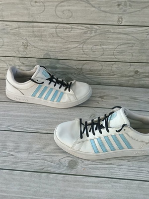 K-Swiss women's leather sneakers size 39 like new, white and blue