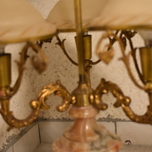 Table lamps used, 1960s alabaster and brass set
