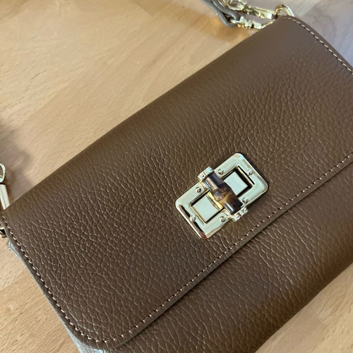 Women's brown shoulder bag new with gold details