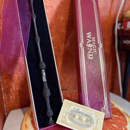 Albus Dumbledore Elder Wand collectible with display box and Hogwarts ticket