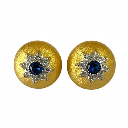 18K Gold Plated Stainless Steel Earrings with Blue Crystal Vintage Style