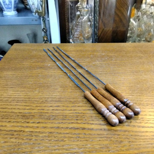 Metal skewers with wooden handle new, set of 4 pieces