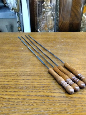 Metal skewers with wooden handle new, set of 4 pieces