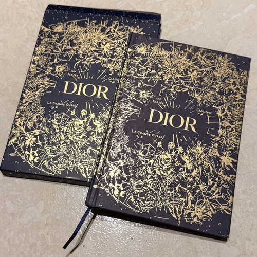 Dior notebook with case, dark blue with gold details