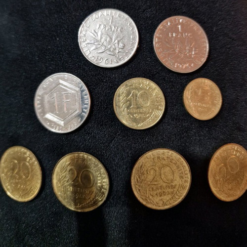 French franc coins like new, various denominations