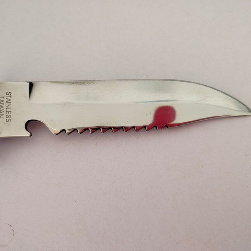 Diving knife with sheath used, 28cm length