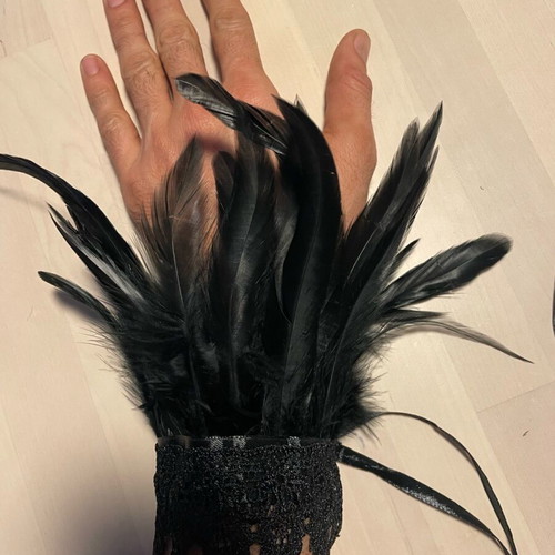 Two bracelets with black feathers and lace new