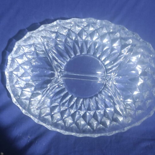Crystal platter like new with compartments for nuts and snacks