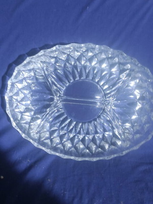 Crystal platter like new with compartments for nuts and snacks