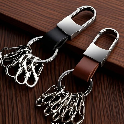 Keychain belt brown new metal keychain