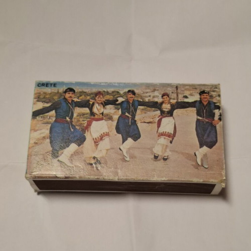 Collectible matchbox with 71 matches, Cretan tradition design, used