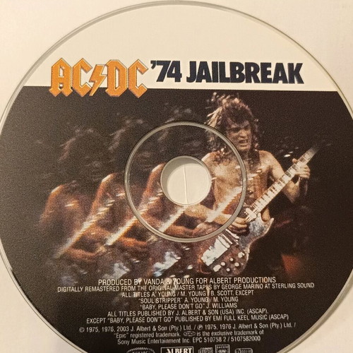 AC/DC '74 Jailbreak CD like new without cover