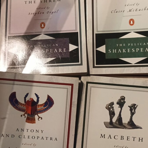 The Pelican Shakespeare book series used, 8 foreign language books