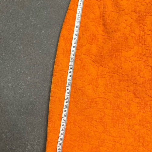 Karen Millen mini skirt orange brocade like new, UK size 12