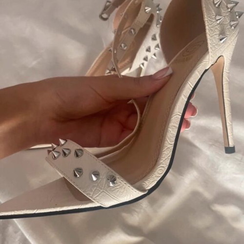 White sandals with studs new, size 36