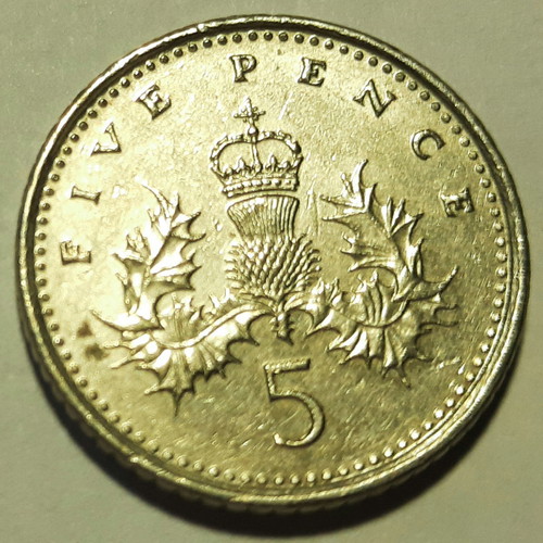 British coins used, 3 pieces with Elizabeth 1975-1994