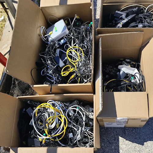 Power supplies and Ethernet cables new, pack of 4 boxes
