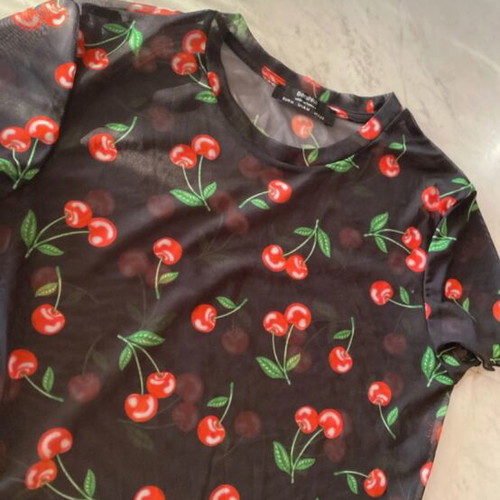 Bershka transparent top with cherry print