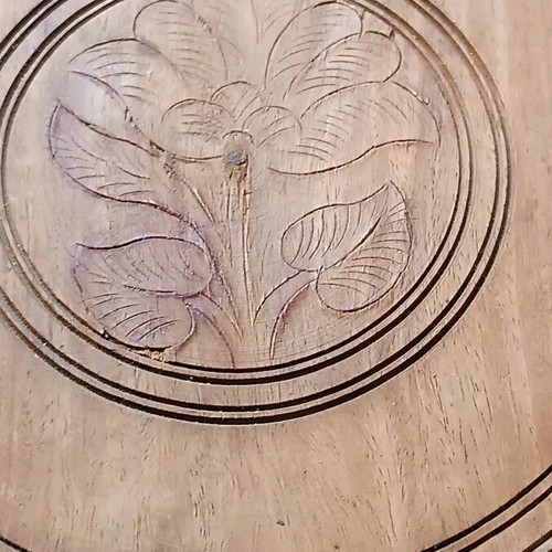 Carved wooden tray used, handmade vintage from India