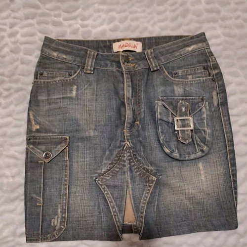 Magnum denim mini skirt like new with slit and pockets
