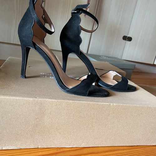 Suede sandals used, black, size 39