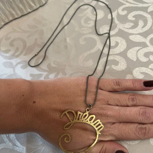 Dream necklace used with gray chain and gold pendant