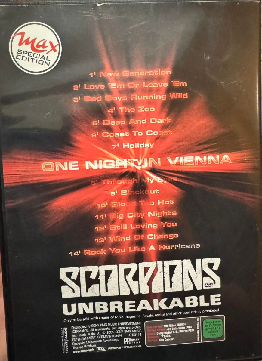 Scorpions Unbreakable World Tour 2004 One… - € 3,00 - Vendora.cy