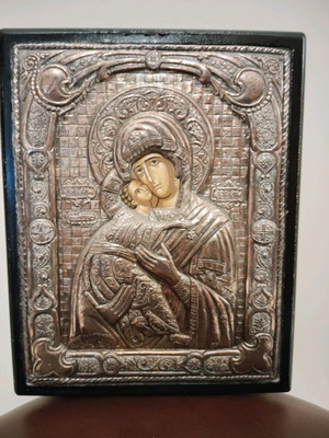 Byzantine icon of Panagia silver 950 used