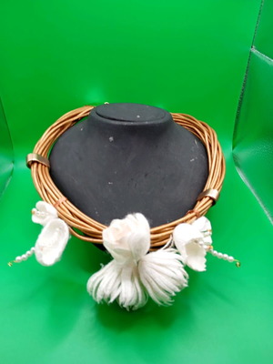 Handmade necklace with silk worm cocoons and pearls made to order