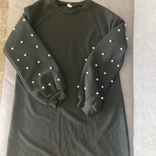 Sweatshirt dress black with pearls for girls like new