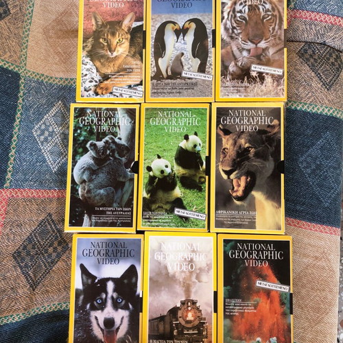 National Geographic video cassettes new, pack of 9 from 1980s