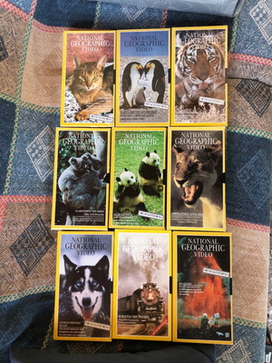 National Geographic video cassettes new, pack of 9 from 1980s