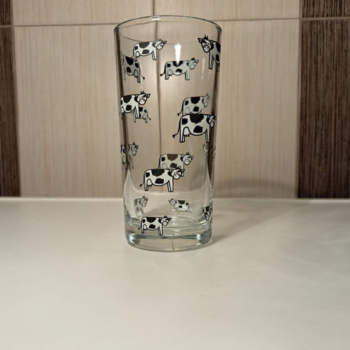 Glass for serving fresh milk, water or juice, new, 13 cm height