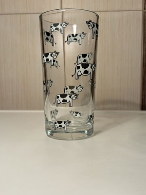 Glass for serving fresh milk, water or juice, new, 13 cm height