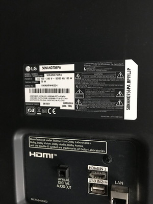 Части за LG TV 50NANO756PA употребявани, винтове, дистанционери, гумени части tcon